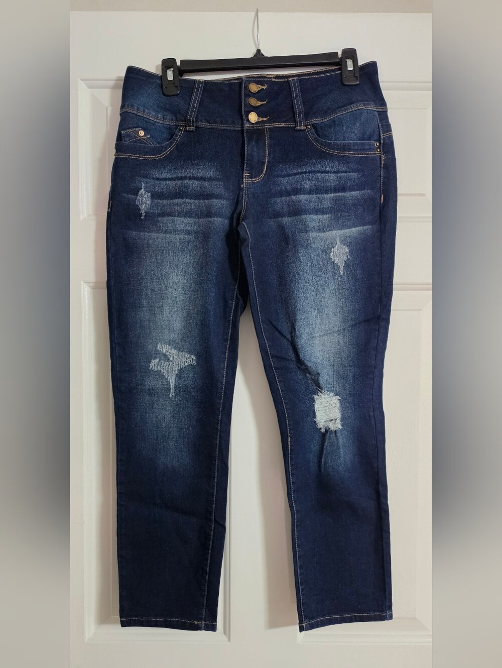YMI Dark Blue Distressed High-Rise Skinny Jeans